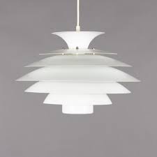 What are the characteristics of danish modern lighting? Vintage Danish White Pendant Lamp From Form Light 102337