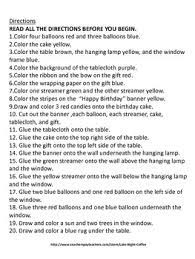 The ability to follow directions is very important for many jobs. Second And Third Grade Following Directions Activity Sheet With Party Theme