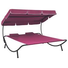 vidaXL Patio Lounge Bed with Canopy and Pillows Blue - Walmart.com
