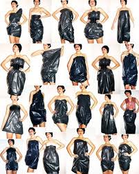 So Fash On Little Black Shiny Dress Recycled Dress Trash Bag Dress Anything But Clothes