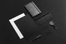 Including multiple different angles and views with clean empty space to add your own design on top of the free mockup. Free Black Stationery Psd Mockup Free Mockups
