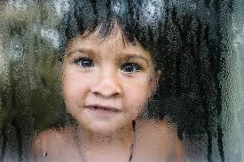Children learning swim photos — Glass