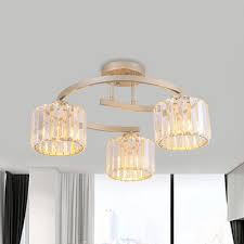 Original lamp parts may be missing from some items. Gold 3 Light Semi Flush Mount Minimalist Crystal Column Flush Ceiling Light Fixture Beautifulhalo Com