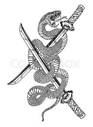 21 realistic snake tattoo drawing ideas #snake #tattoo #drawing #snaketattoodrawing snakes represent many powerful things psychologically and symbolically, and as a life symbol or animal spirit. Hand Drawing Tattoo Snake And Sword Stock Vector Colourbox