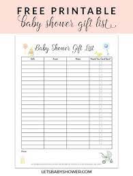 Free Printable Baby Shower Gift List Baby Shower Gift List Diy Baby Shower Gifts Baby Shower Printables