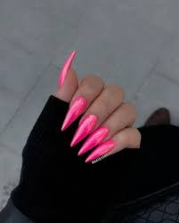 Acrylic Hot Pink And Black Nail Designs Simple Acrylic Nail Art Pink Black Howlongdoacrylicnailslast Pink Stiletto Nails Pink Nails Trendy Nails
