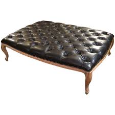 Madison park square tufted large faux leather all foam wood frame brown cocktail ottoman modern design coffee table for living room. Very Large Button Tufted Black Faux Leather Ottoman Coffee Table For Sale At 1stdibs