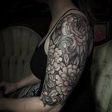 Black And Grey Flower Half Sleeve Tattoos Tattoos Floral And Filigree Half Sleeve 122278 Half Sleeve Tattoo Filigree Tattoo Tattoos For Women Half Sleeve