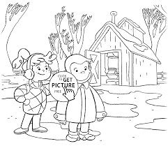 Pajama coloring page best halloween card messages coloring pages. Curious George Coloring Page 1 Line 17qq Com