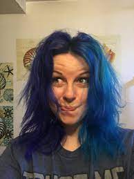 Light Blue And Dark Blue Half And Half Hair Light Blue Hair Half And Half Hair Light Hair