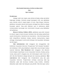 Peluang atau ancaman bagi indonesia (2009) karya budi winarno, bagi ekonomi nasional suatu bangsa, dampak perubahannya cukup jelas. Pdf Relevansi Pancasila Di Era Globalisasi