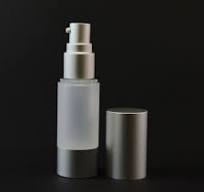 15 ml Airless Frosted Bottle with Matte Silver Pump and Hood