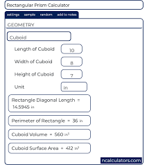 Rectangular Prism Calculator Rectangular Prism Perimeter Of Rectangle Online Calculator