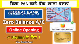 Free visa card (international payment. Federal Bank Zero Balance Account Open Without Pan Card All In India Only Open Account Aadhar E Kyc