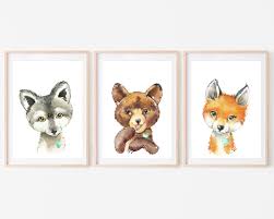 Woodland Animal Portraits Boy Nursery Decor Baby Room Wall Etsy Baby Room Wall Art Baby Boy Nursery Decor Boy Nursery