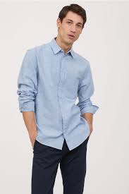 Regular Fit Linen Blend Shirt Light Blue Men H M Us Linen Shirt Men Blue Shirt Men Shirt Outfit Men