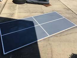 Diy Ping Pong Table Top Under 25 8x4 3 4 Grey Paint And White Electrical Tape Sits Perfect On Back Pa Ping Pong Table Top Diy Table Top Ping Pong Table Diy