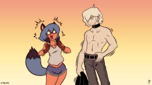 Alan sylvasta (アラン・シルヴァスタ, aran shiruvasuta) is one of the main characters and the main antagonist of bna: 59995 Safe Artist Fox Popvli Michiru Kagemori Bna Shirou Ogami Bna Canine Human Mammal Raccoon Dog Anthro Humanoid Bna Brand New Animal Bare Chest Belt Blue Body Blue Fur Blue Hair Bottomwear Brown