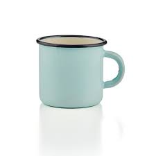 Mit der richtigen tasse im gepäck kann das abenteuer jederzeit beginnen: Emaille Tasse Turkis 350ml Liv Emaille