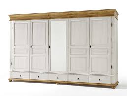 Massivholz Kleiderschrank 5türig Xl Spiegel Weiß Schlafzimmerschrank