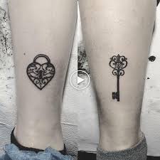 Locket And Key Matching Tattoos Matching Couple Tattoos Key Tattoos