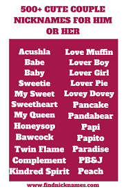 Seal your special bond of love with cute couple nicknames for one another. 500 Cute Couple Nicknames For Him Or Her Find Nicknames Cute Couple Nicknames Couple Nicknames Nicknames For Him