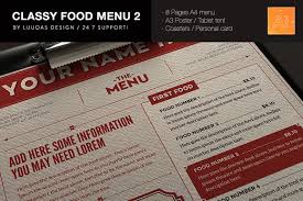 Classy Food Menu 2 Food Menu Menu Menu Template