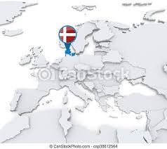 Dinamarca mapa , mapa de dinamarca. Dinamarca En Un Mapa De Europa Dinamarca En El Mapa De Europa Con Bandera Nacional Canstock