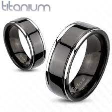 Solid Titanium Polished Two Tone Black Grooved Band Rings Spikes Fashion Jewelry Titanium Rings For Men Titanium Wedding Rings Black Titanium Ring