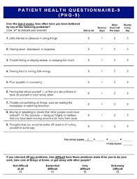 To score the instrument, tally the numbers of all the checked responses under each heading (not at all=0, several days=1. Patient Health Questionnaire 9 Is An Excellent Free Psychological Screening Instrument For Depression Bmed Report