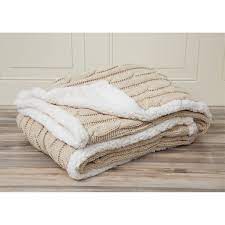 Buy cable knit sherpa oversized throw reversible blanket faux sheepskin lined cozy cotton blend sweater knitted afghan in grey white or turquoise blue (off white): Winston Porter Cassimere Cable Knitted Chenille Sherpa Throw Reviews Wayfair