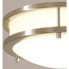Often fluorescent or compact fluorescent bulbs are also called incandescent replacement or halogen replacement or energy efficient fluorescent bulbs. Hampton Bay Flaxmere 11 8 In Brushed Nickel Led Flush Mount Ceiling Light With Frosted White Glass Shade Hb1023c 35 The Home Depot