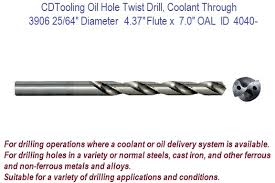 3906 25 64 Diameter 4 375 Flute X 7 Oal Cobalt Oil Hole Twist Drill Coolant Through Id 4040