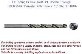 3906 25 64 diameter 4 375 flute x 7 oal cobalt oil hole twist drill coolant through id 4040