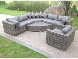Marseille Rattan Curved Corner Sofa Set Grey Half Round Weave Pre Order End Of July Luxury Rattan Grey Rattan Corner Sofa Rattan Corner Sofa Corner Sofa Set