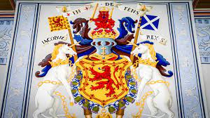 Wandtattoo schottland wappen color s. Schottlands Flagge Und Wappen Lowen Einhorner Und Disteln