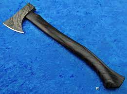 Custom Damascus Hatchet Hickory Handle With Tru Oil Finish Hand Axe Blacksmithing Knives Knives And Swords
