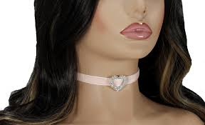Pink Velvet Heart Choker