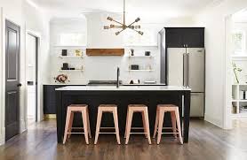 Maybe you would like to learn more about one of these? Pink Stools At Black Center Island Transitional Kitchen