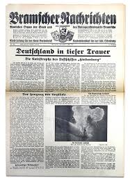 Bramscher Nachrichten Vom 06 05 1937 Hindenburg Katastrophe Zeitungen Und Zeitschriften Zu Diesem Und Anderen Ereignissen Bekom Schlagzeilen Zeitung Ereignis