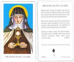 St Clare Relic Prayer Card Prayer Cards St Clare S Prayers
