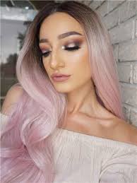 Long Dusty Rose Light Pink Wave Synthetic Lace Front Wig
