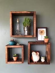 Square Wood Shelves Square Wall Shelves Rustic Wood Shelves Etsy In 2021 Decor Rustic House Rustic Home Decor