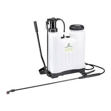 Spraying pesticide using a knapsack sprayer. 4 Gallon Backpack Sprayer