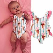 1 4 Years Baby Girls Swimwear Infant Kids Baby Girls Ice Cream Print Swimsuit For Girls Swimwear Swimming Children Bathing Suit Swimwear Aliexpress
