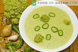 Tenere alcune cimette intere da parte per decorare il piatto. Minestra Di Broccoli E Crema Di Romanesco