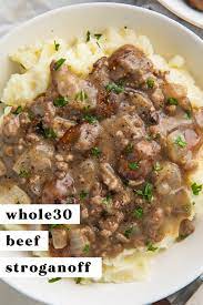 Whole30 Beef Stroganoff Recipe In 2021 Whole30 Beef Beef Stroganoff Clean Eating Recipes For Dinner