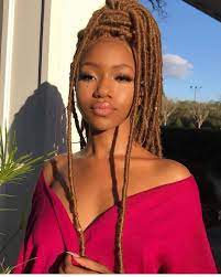 Faux Locs 24 Gallant Locs Hair Ideas For Black Women Curly Craze Faux Locs Hairstyles Hair Styles Honey Blonde Hair