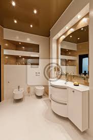 Eine freistehende badewanne in weiß und accessoires aus holz. Schone Moderne Badezimmer Leinwandbilder Bilder Toilette Wasserhahn Innerhalb Myloview De