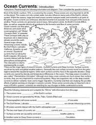 Ocean Currents Introduction And Map Activity Ocean Current Map Activities Earth Science Teacher